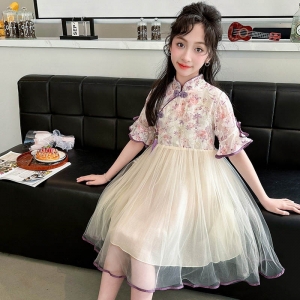 女童洋气夏装中式古风旗袍连衣裙女孩公主裙子中大儿童夏季潮