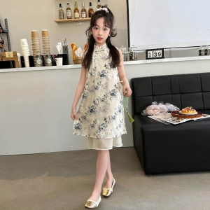 女童夏装新中式连衣裙2024新款女大童夏季国风改良旗袍儿童装裙子