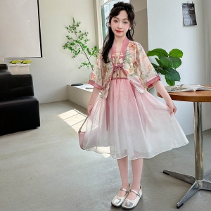 女童汉服套装夏季2024新款中国风儿童吊带连衣裙中大童超仙公主裙