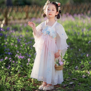 女童唐制汉服襦裙2024新款古风夏装民族风刺绣公主裙国风唐装超仙