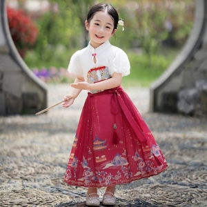 马面裙女孩汉服夏装2024新款儿童新中式古风唐装女孩国风演出套装