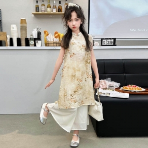 女童夏装连衣裙2024夏季新款儿童中国风汉服小女孩无袖旗袍两件套