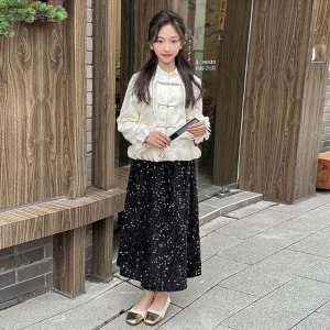 2024春装新款韩国童装女童新中式时髦上衣盘扣外套儿童女孩气质潮