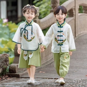 春秋男童汉服古风超仙洋气儿童中国风夏装小女孩夏款复古高端唐装