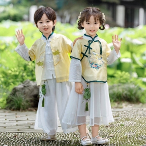 汉服男童2024新款国学服女童中国风唐装演出服春秋款儿童改良古装