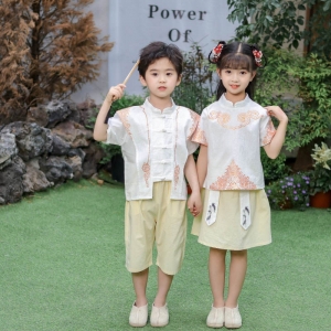 儿童汉服男童中国风春夏女童唐装古风合唱演出服三月三表演服古装