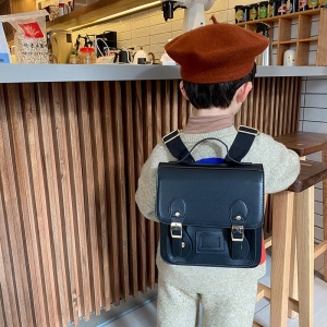 新款幼儿园书包可定logo复古pu宝宝背包潮韩版儿童双肩包