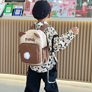 幼儿园撞色帆布双肩包2024开学季儿童时尚背包宝宝外出防走失书包
