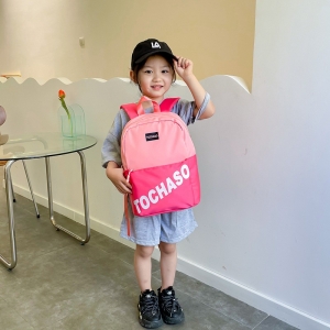 幼儿园中大班双肩包简约帆布字母小背包韩版时尚轻便护脊小书包潮