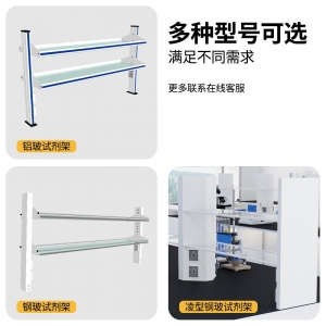 实验室中央台铝玻试剂架全钢菱形药品架玻璃器皿架边台置物双层架
