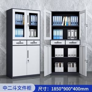 中二斗器械柜钢制收纳资料档案柜铁皮柜文件柜办公室铁柜子