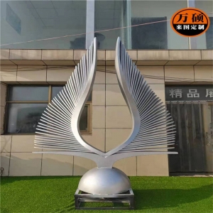 不锈钢金属翅膀雕塑户外园林广场售楼部中心不锈钢抽象景观摆件