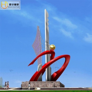 大型城市户外景观不锈钢雕塑广场园林抽象设计玻璃钢厂家制作摆件