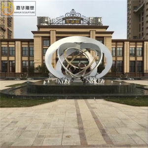 园林广场不锈钢雕塑制作户外水景圆环抽象创意几何景观落地摆件
