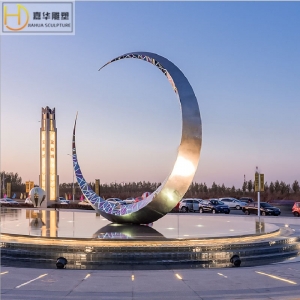 户外广场不锈钢圆环雕塑厂家制作酒店房地产精神堡垒大型艺术摆件