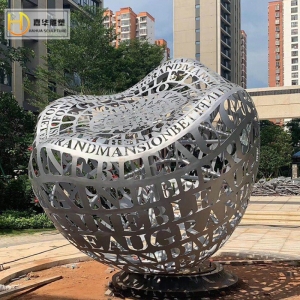 不锈钢创意异形发光雕塑金属镂空抽象造型水景酒店售楼处景观摆件