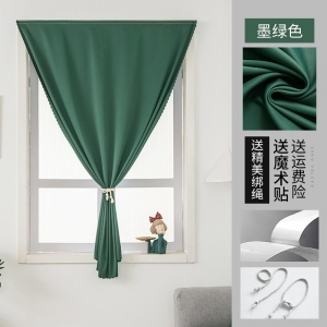 自粘魔术贴简易全遮光小窗帘免打孔安装隔热防晒遮阳布料成品批发