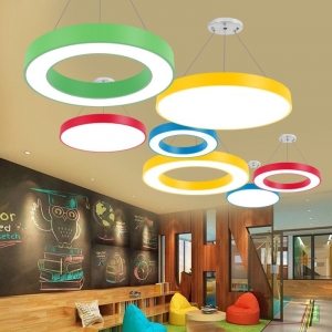 led圆形幼儿园造型卡通空心圆吊灯早教中心儿童乐园教室吸顶灯具