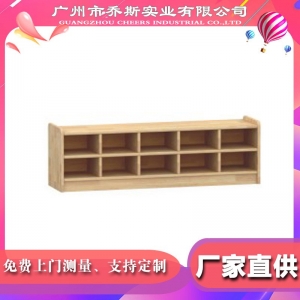 幼儿园实木鞋柜加工定制 10格儿童木制分层鞋柜物品储物柜收纳架