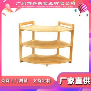 幼儿园原木弧形玩具柜收纳储物两边通柜樟子松木三层玩具架