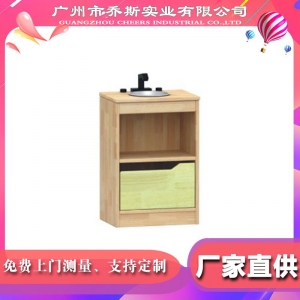 幼儿园橡胶木实木生活组合 实木洗手台 儿童过家家仿真厨房家具柜