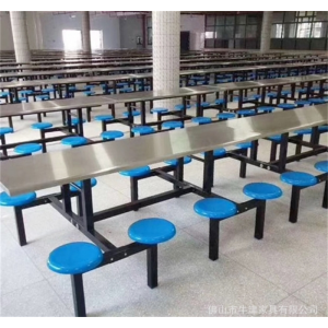 学校食堂餐桌椅 玻璃钢连体餐台 工厂员工8人位食堂餐桌