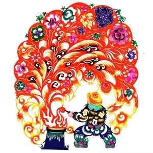 厂家批发彩色剪纸画窗花单张剪纸窗花民间工艺品家居饰品