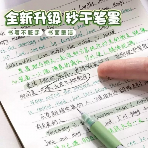 熊猫卡通中性笔高颜值直液式走珠笔速干黑笔黑色刷题笔签字笔奖励小学生奖品礼物实用小礼品国风圆珠笔水性笔图2
