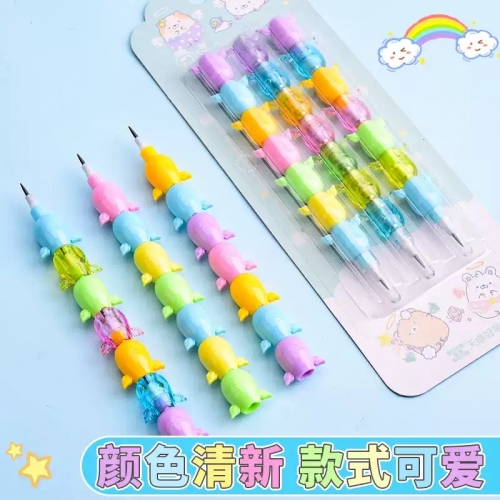 咔巴熊免削铅笔下蛋铅笔小学生专用子弹头铅笔一二年级幼儿园写字笔儿童自动笔可换笔芯免按导弹笔图6
