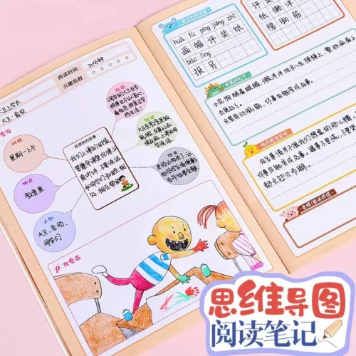 思维导图阅读笔记本小学生阅读摘记读书笔记专用本儿童摘抄好词好句笔记本A5暑假课外读书读后感悟阅读记录卡图4