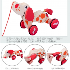 木制儿童拖拉学步益智玩具一岁宝宝趣味牵绳蜗牛鳄鱼小狗拉线玩具