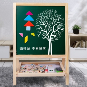 儿童多功能画架二合一折叠双面大号木制磁性画板黑白板绘画架套装