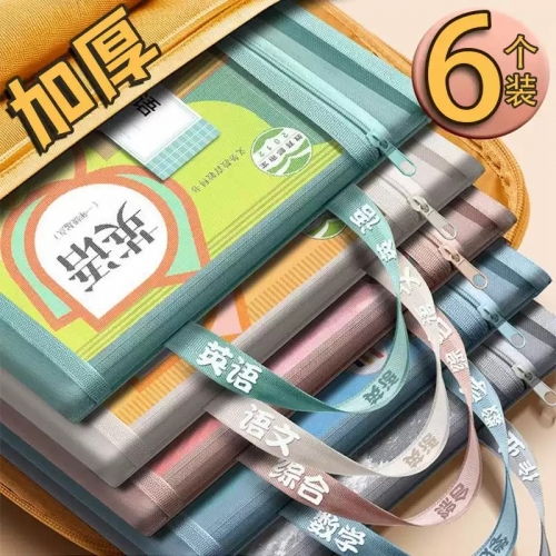 双层学科科目分类文件袋透明拉链式收纳书包手提学生补习拎书补课考试专用初中小学生作业男女孩儿童试卷袋子图5
