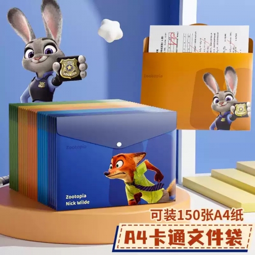 迪士尼文件袋a4透明加厚防水大容量儿童小学生专用塑料按扣文件夹包试卷收纳整理科目分类档案资料袋初中文具图1