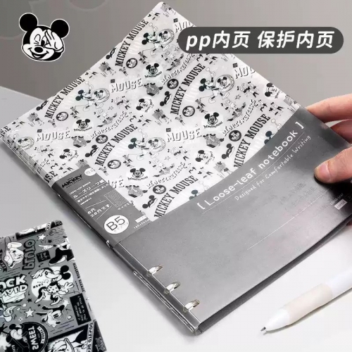 迪士尼活页本B5不硌手笔记本高颜值米奇外壳学生用可拆卸可翻折线圈本活页纸初中生大学生专用简约记事本本子图5