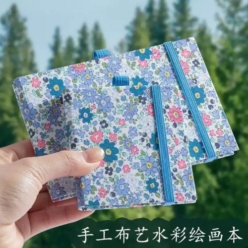 中国风布艺摸鱼本绘画本旅行水彩颜料本手帐本马克笔专用小巧便携迷你图画本空白涂鸦本丙烯马克本豆豆本加厚图1