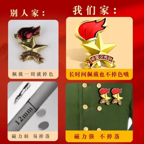 少先队队徽标准款安全别针款校徽干部标志小学生少先队员强磁铁扣中国队徽纯棉红领巾徽章先锋队集体校徽批发图2