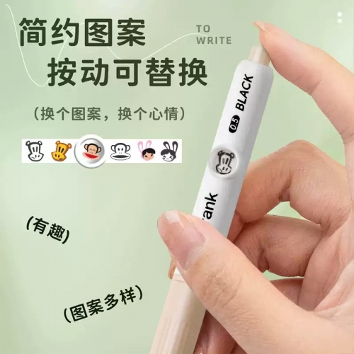 大嘴猴转转表情笔趣味按动中性笔会变脸的笔ins风创意刷题笔小学生CS头黑色0.5mm简约速干顺滑初中生考试专用图1