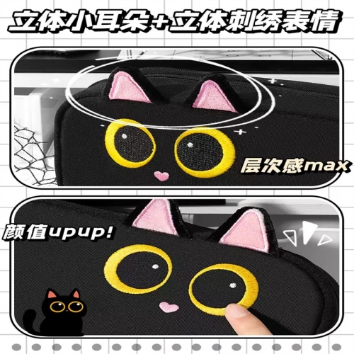 小黑猫咪卡皮巴拉大容量笔袋高颜值ins风女生2025新款超火初高中小学生儿童笔盒男生简约防水铅笔小众不撞款图2