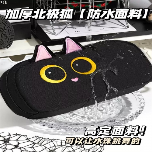 小黑猫咪卡皮巴拉大容量笔袋高颜值ins风女生2025新款超火初高中小学生儿童笔盒男生简约防水铅笔小众不撞款图5