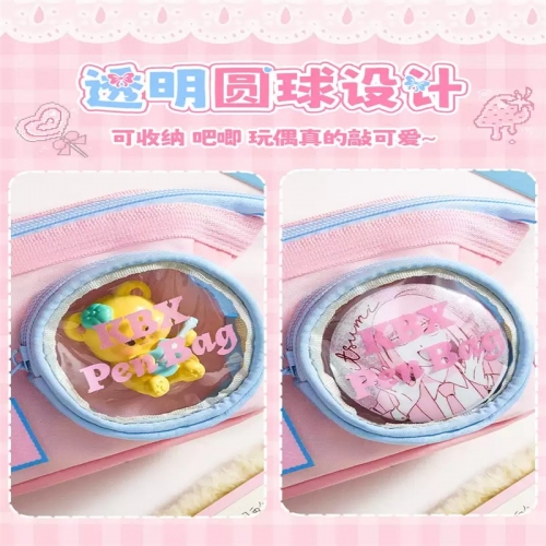 魔术贴笔袋高颜值ins风初中女生小学生多层文具盒2025新款大容量简约铅笔盒苹果可爱卡通多功能文具收纳袋图2