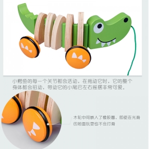 制手拉绳鳄鱼蜗牛小狗卡通动物牵引拖拉车玩具