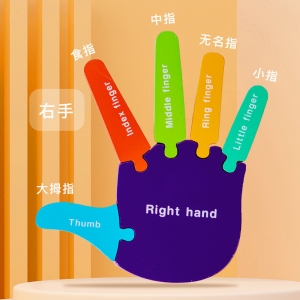 早教手指手掌学习拼块幼儿园益智形状颜色数字认知木制玩具