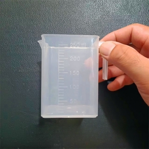 方形塑料量杯透明PP材质双面刻度带把手教学仪器实验室器材