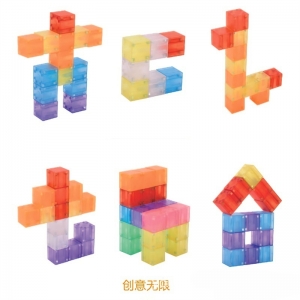 透明2.5cm磁力方块积木正方体拼装玩具儿童教具几何立体图形建构